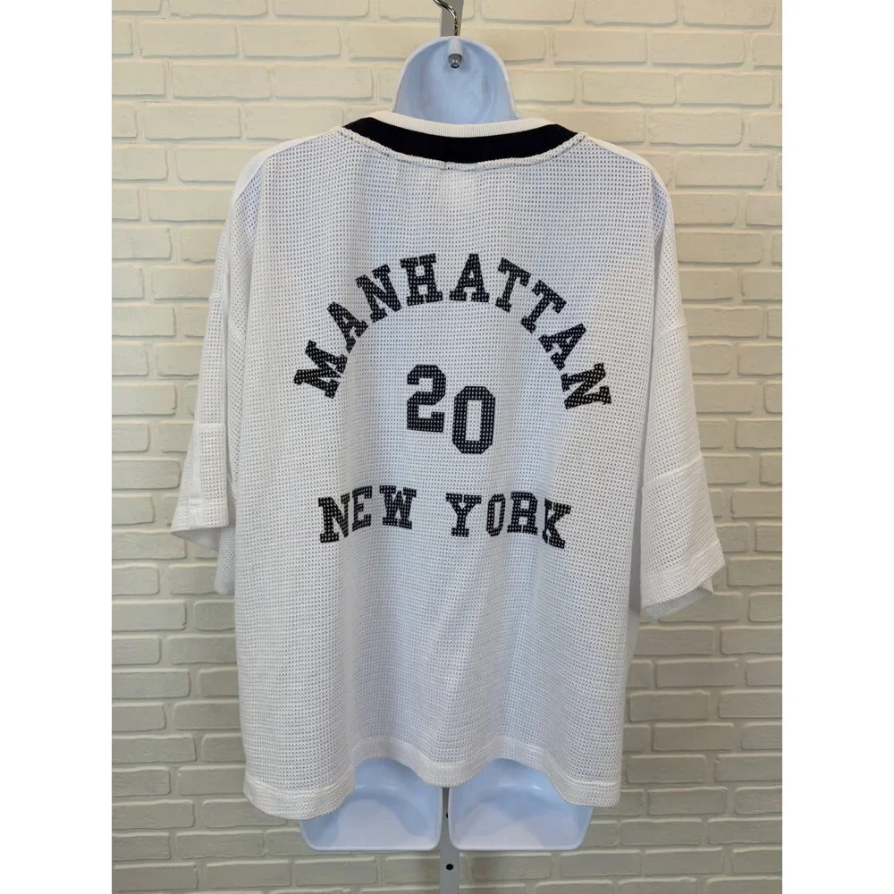 Offline by Aerie Manhattan New York Mesh Jersey Tee White XS
